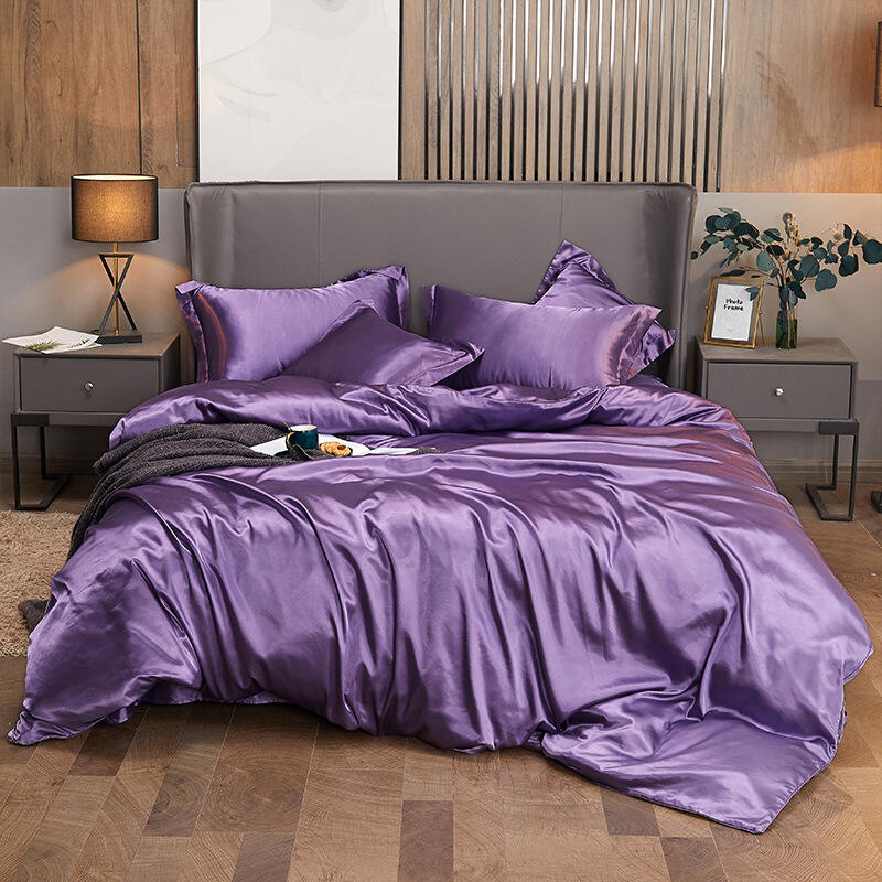 Luxury 4 Pieces Satin comforter sets Solid Color Silk Bed Sheet Duvet cover Queen King Bedding Sets supplier