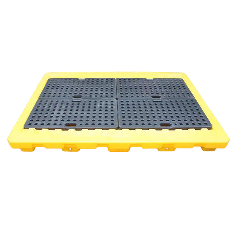 Low profile hardwearing robust removable Grid polyethylene double IBC Spill Pallet ສໍາລັບໂຮງງານ 2 x 1000ltr IBCs