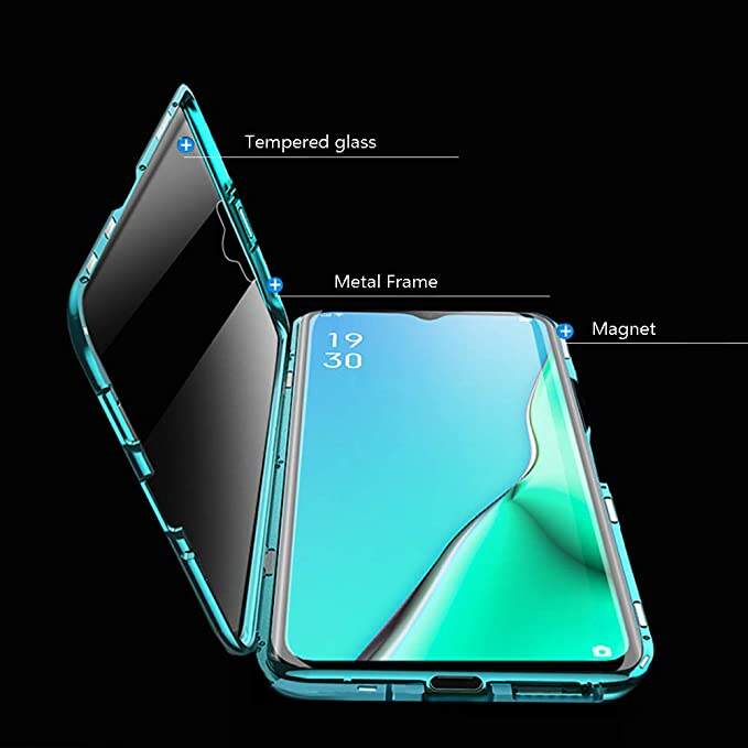 For OPPO A5/A9 Case, Magnetic Adsorption Metal Case Aluminum 9H Tempered Glass Back Cover supplier