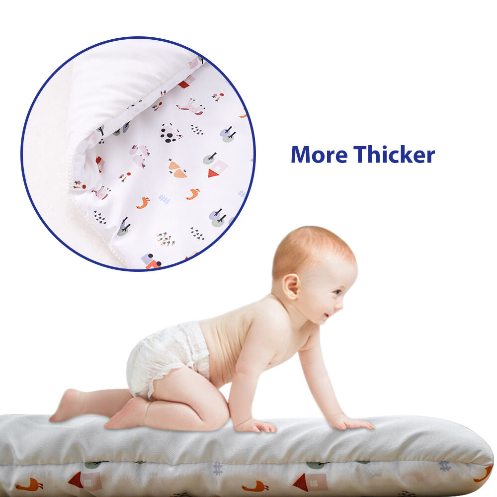 Extra Thick Large Tummy Time Mat Educational Baby Crawling Mat Soft Polyester Cotton Floor Mat for Play 2cm Thickness supplier