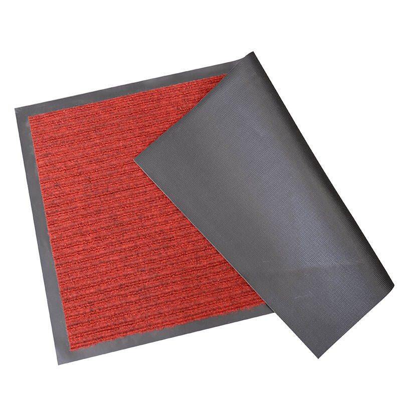 Customized Wholesale 100% Polyester PVC Double Stripe Floor Door Mat factory