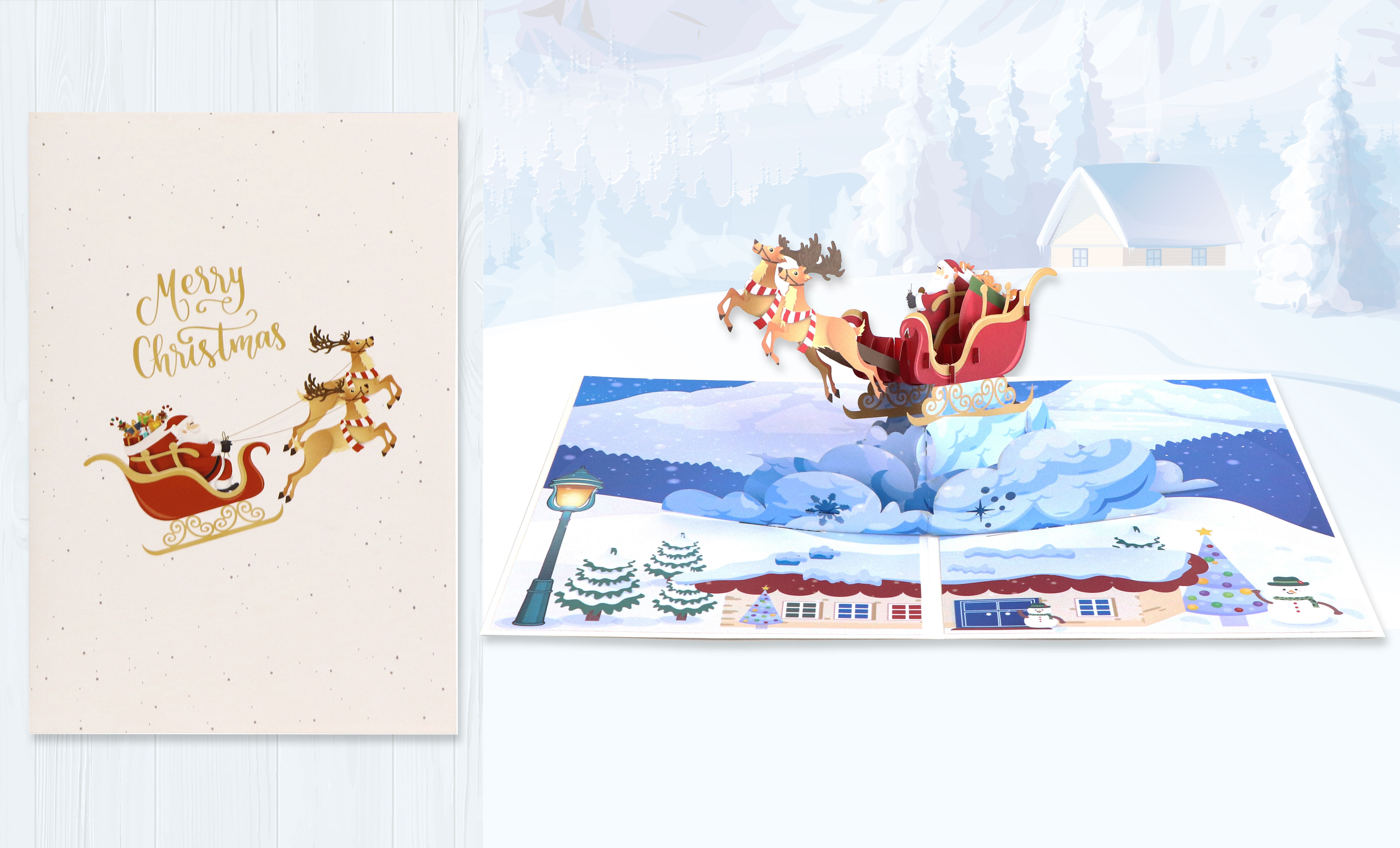 Christmas Santa With Sleigh Card