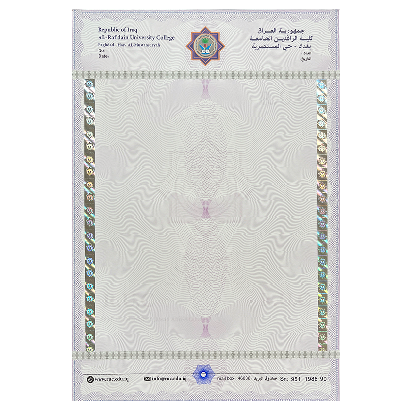 Security certificate paper with hot stamping holographic
