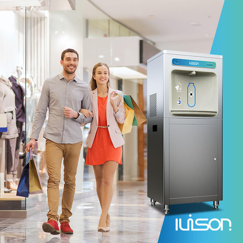 IUISON Floor Standing Bottle Filling Station Filtered Refrigerated Stainless Steel