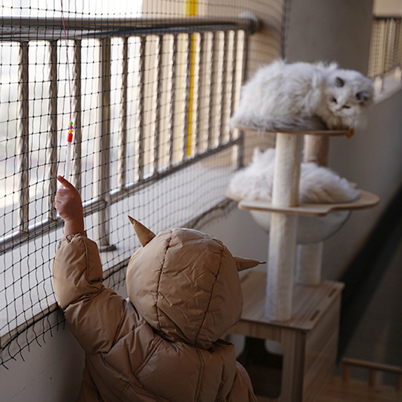 Black--wire reinforced cat net
