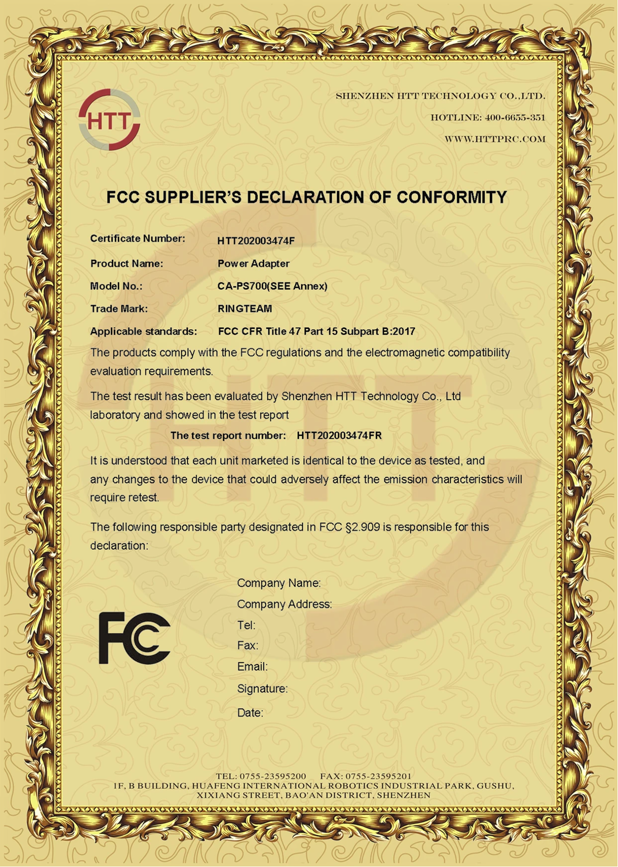 OUR HONORARY CERTIFICATE